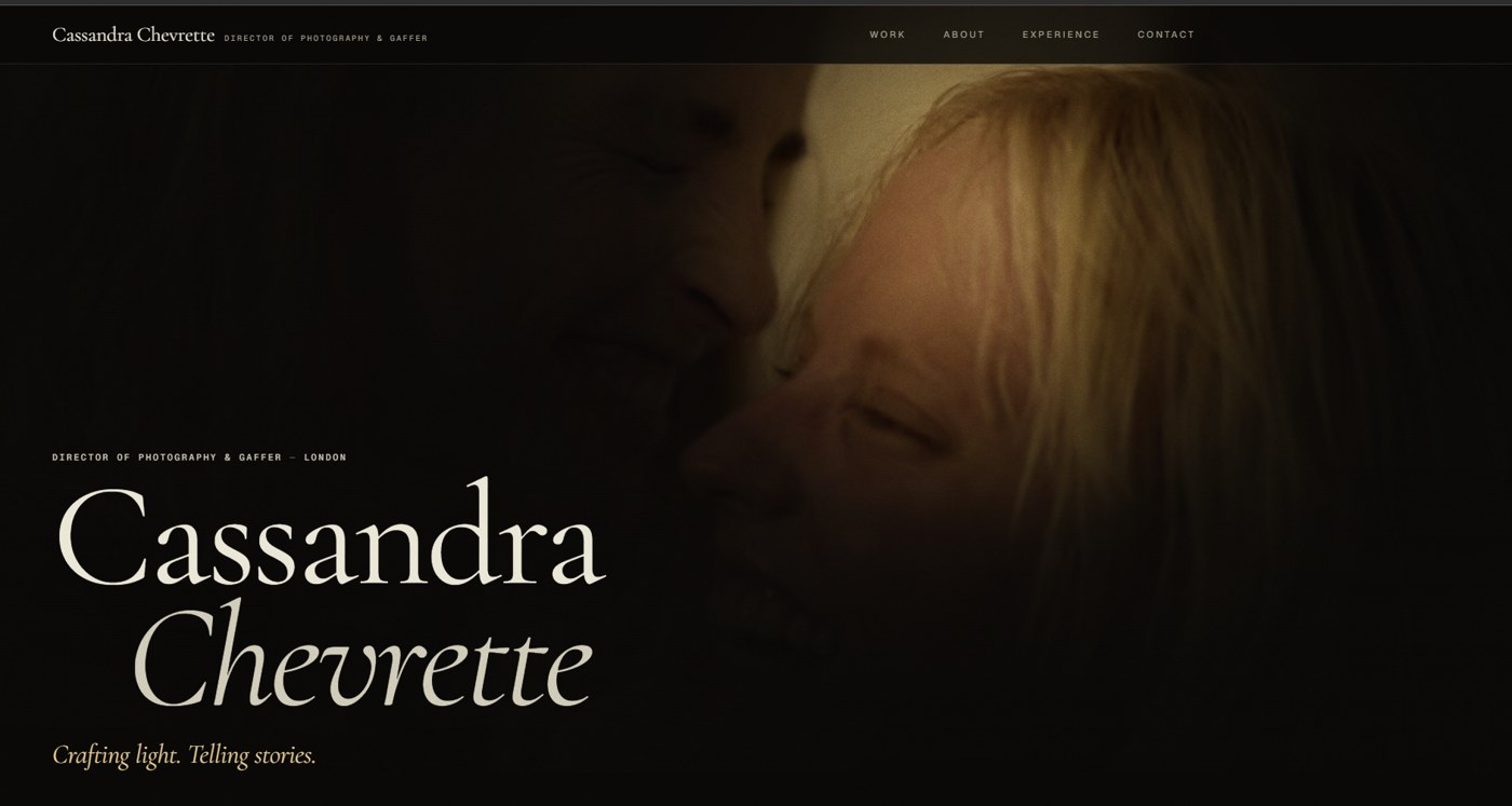 Page d'accueil du site de Cassandra Chevrette